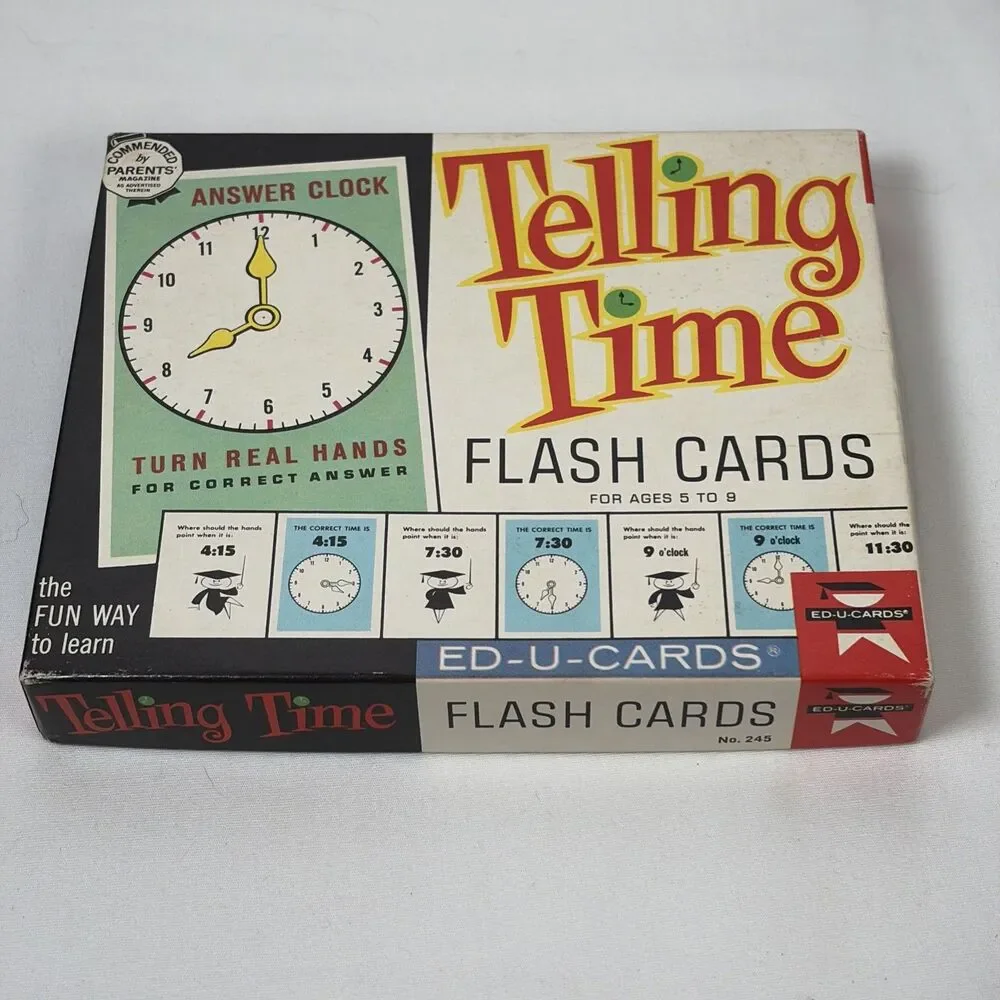 Vintage Mother Goose Go-Together Game & Telling Time Flash Cards